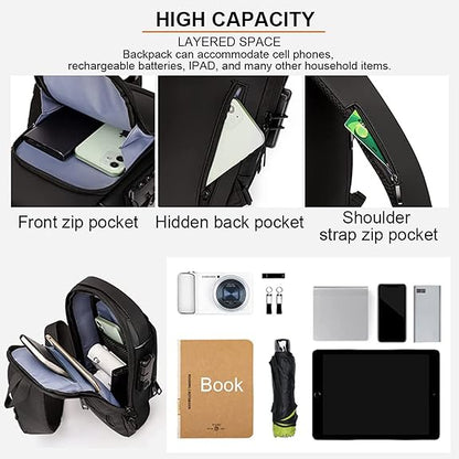 Crossbody Sling Bag for Men Women, Anti-Theft Fashion Chest Bag with Usb Charging Port, Messenger Bags, Waterproof Casual Shoulder Bag 18057