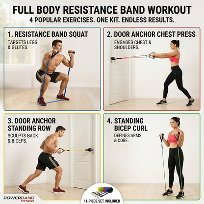 11 Pieces Resistence Band Set for Men and Women, Workout Resistance Bands - Stackable Up To 110 Lbs . 19227