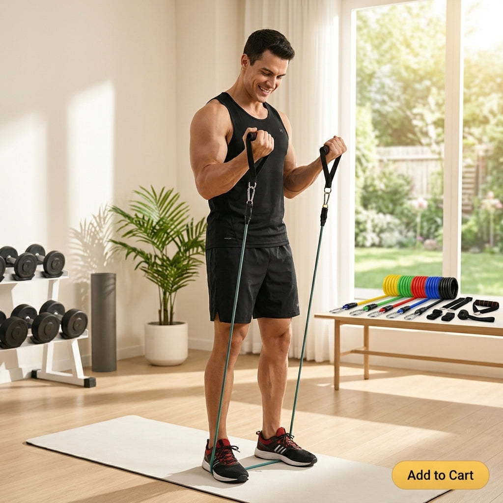 11Pieces Resistence Band Set for Men and Women, Workout Resistance Bands - Stackable Up To 110 Lbs . 19227