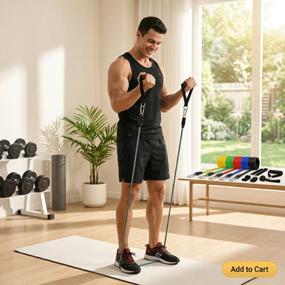 11Pieces Resistence Band Set for Men and Women, Workout Resistance Bands - Stackable Up To 110 Lbs . 19227